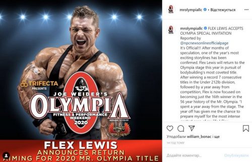 Пост в Instagram Mr. Olympia